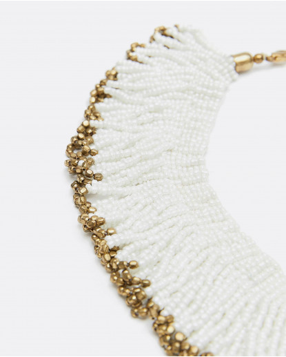 COLLAR FLECOS CUENTAS CUENTAS BLANCO