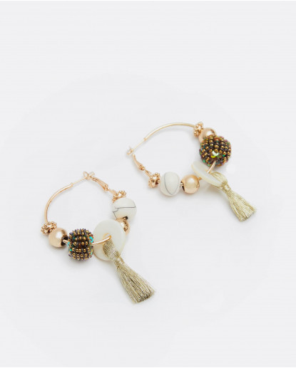 PEND. ARO CUENTAS BORLA METAL ORO