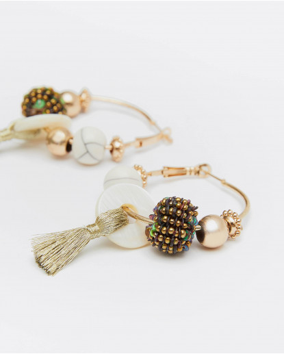 PEND. ARO CUENTAS BORLA METAL ORO