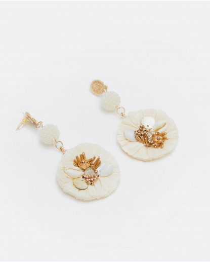 PENDIENTES ALTURAS TEXTIL CUENTAS BEIG