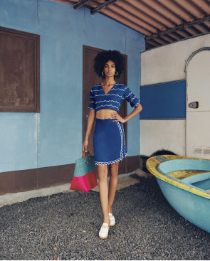 FALDA MINI POPELÍN AZUL