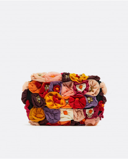 BOLSO BANDOLERA FLORES CREP ESTAMPADO...