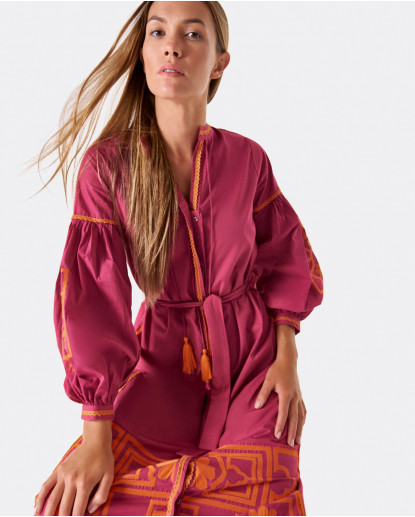 VESTIDO MIDI BORDADO GASA ESTAMPADO...