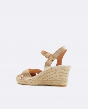 CUÑA TIRAS CRUZADAS NAPA ORO 2