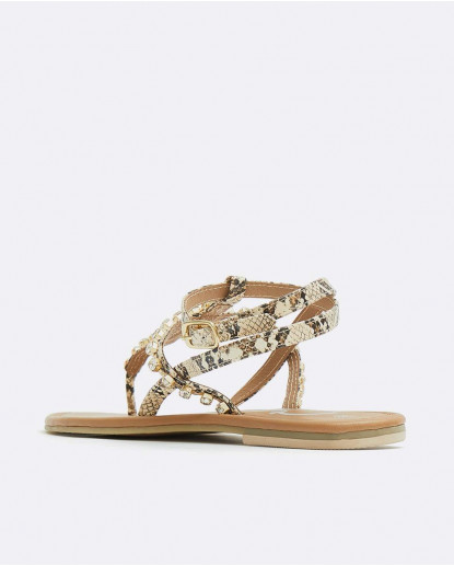 SANDALIA PLANA TIRAS Y BRILLANTES...