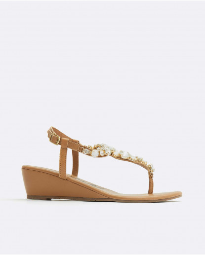 SANDALIA CUÑA ADORNO T PIEL...