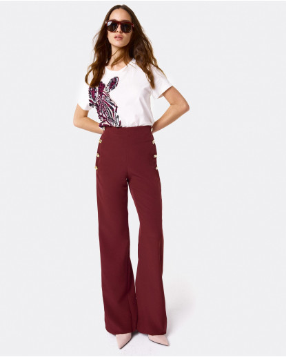 PANTALON TRENDY MEZCLILLA BURDEOS