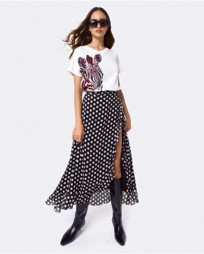 MAXI FALDA PAREO GASA LUNARES BLANCO...