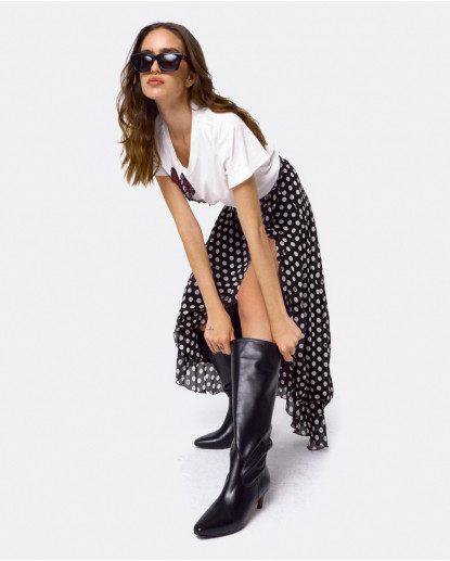 MAXI FALDA PAREO GASA LUNARES BLANCO...